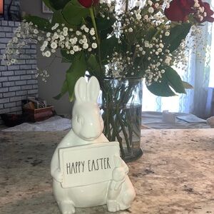 RAE DUNN White Ceramic Easter Bunny Decor